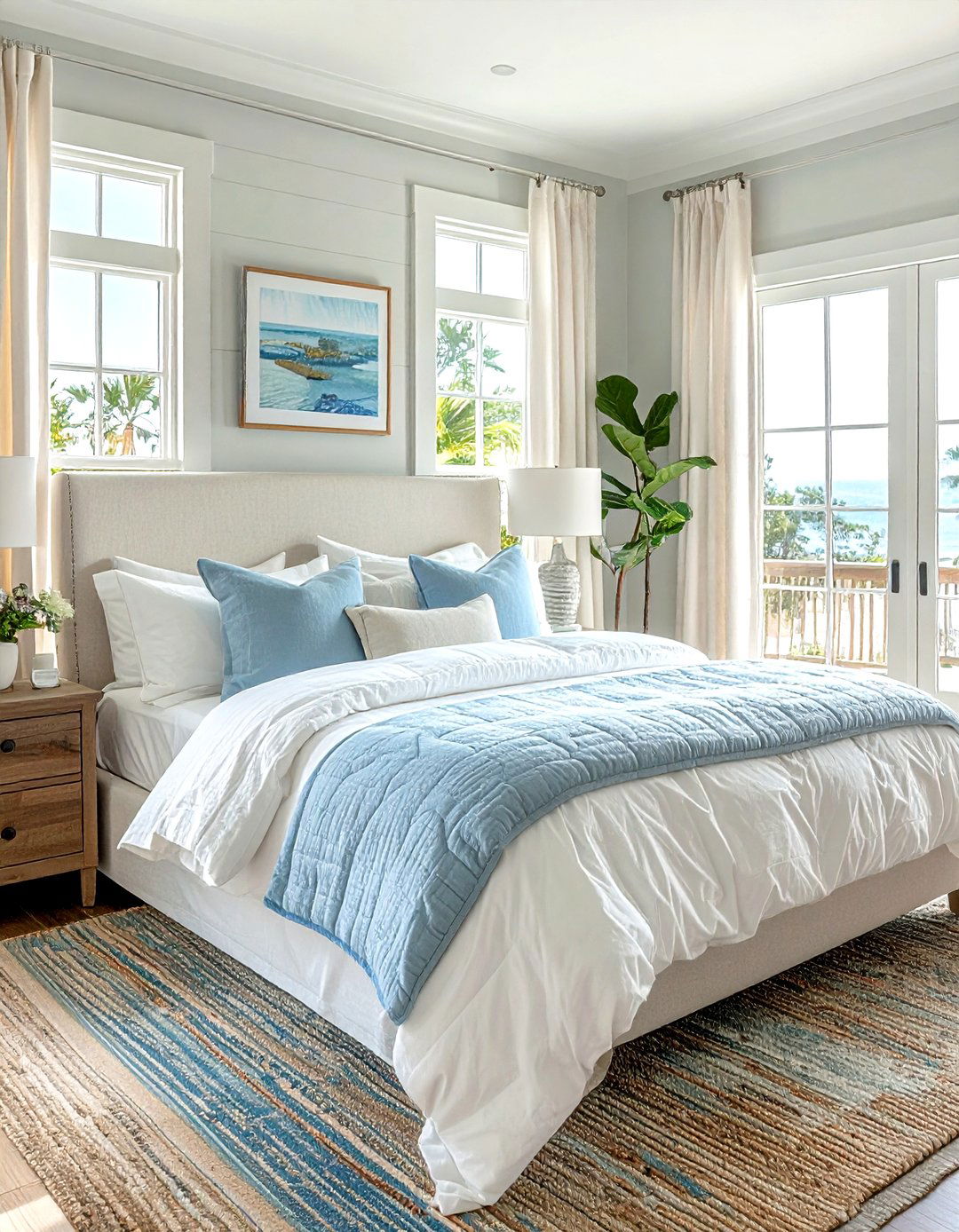 Coastal bedroom bedding - 30 coastal grandmother decor ideas