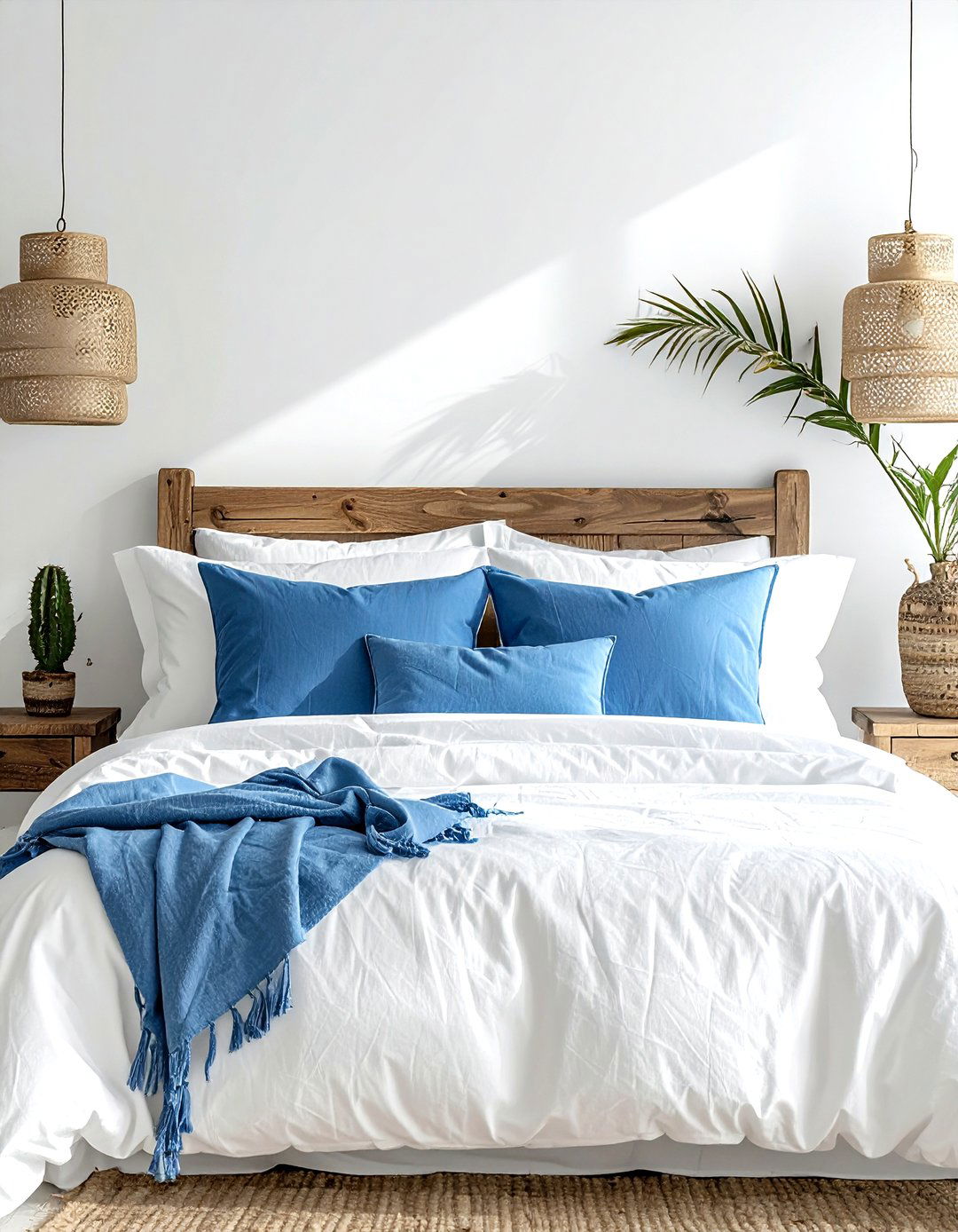 Coastal blue accent pillow - 30 Mediterranean home decor ideas