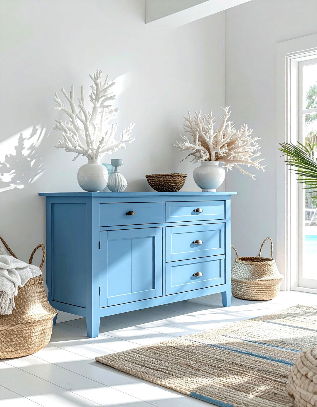Coastal blue armoire - 30 armoire decor ideas