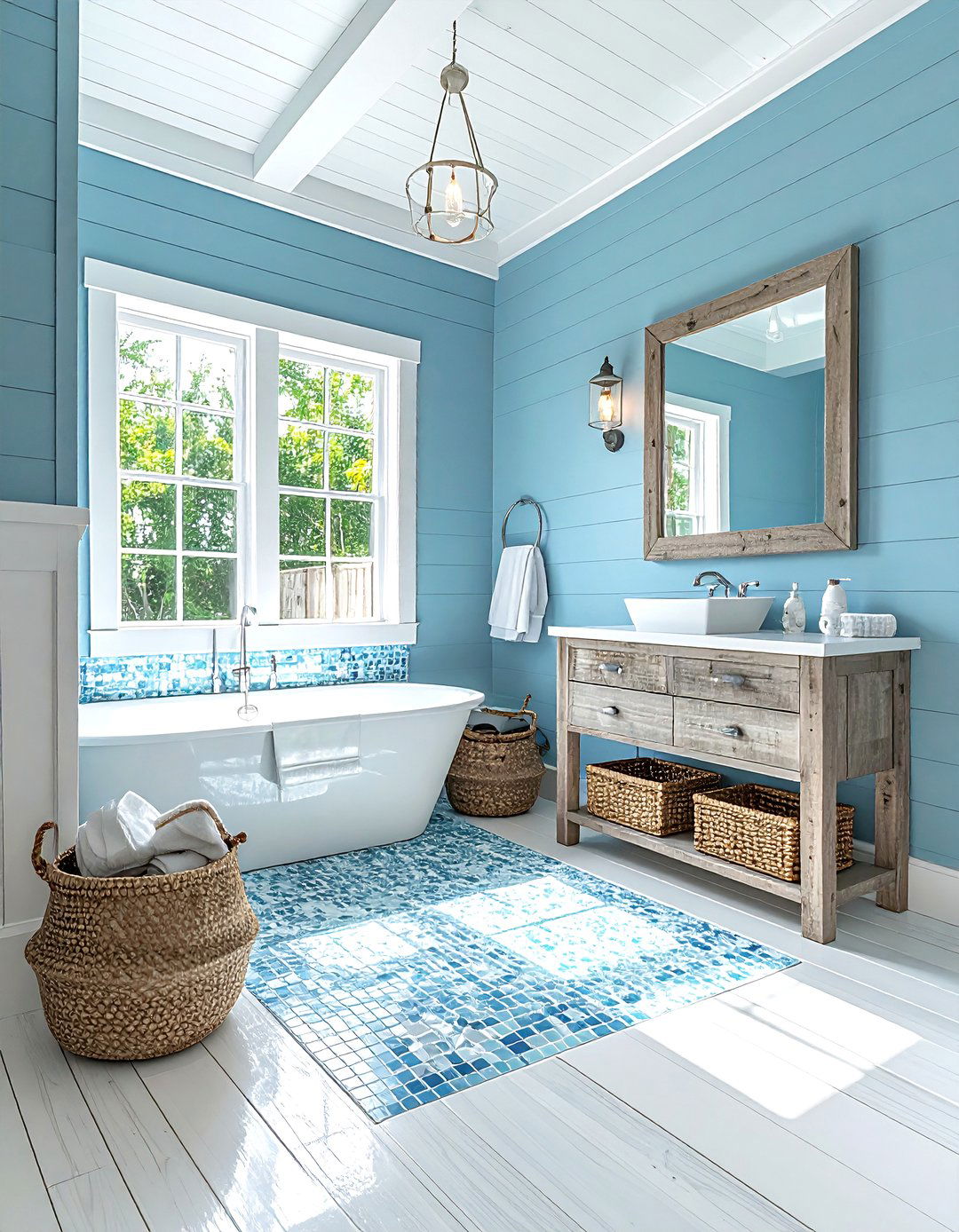 Coastal blue bathroom - 30 blue bathroom design ideas