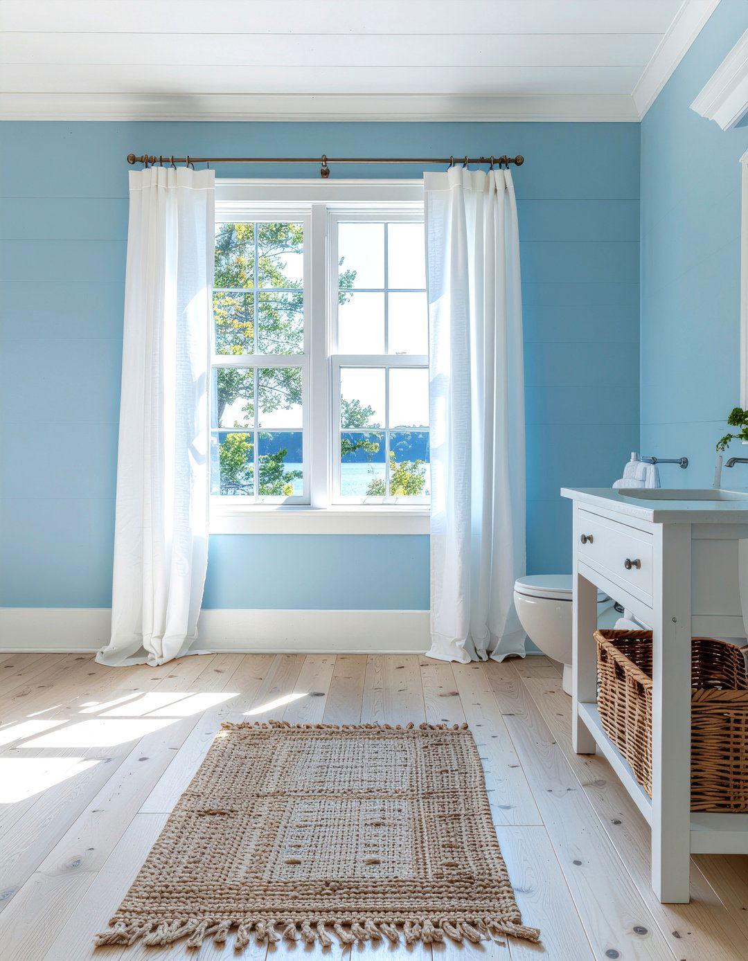 Coastal blue bathroom - 30 lake house bathroom ideas