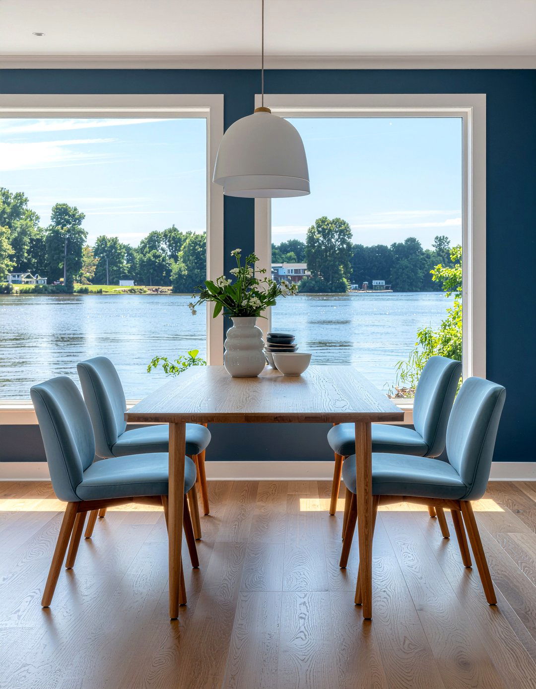 Coastal blue color palette - 30 riverside dining room ideas