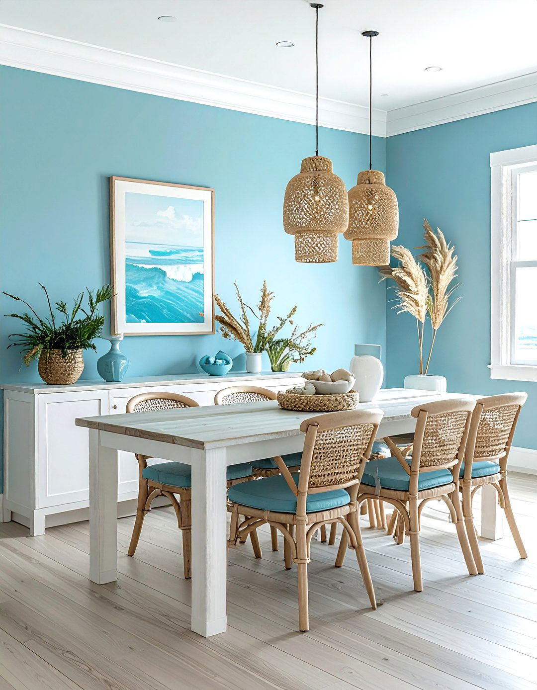 Coastal blue dining room - 30 colorful dining room ideas