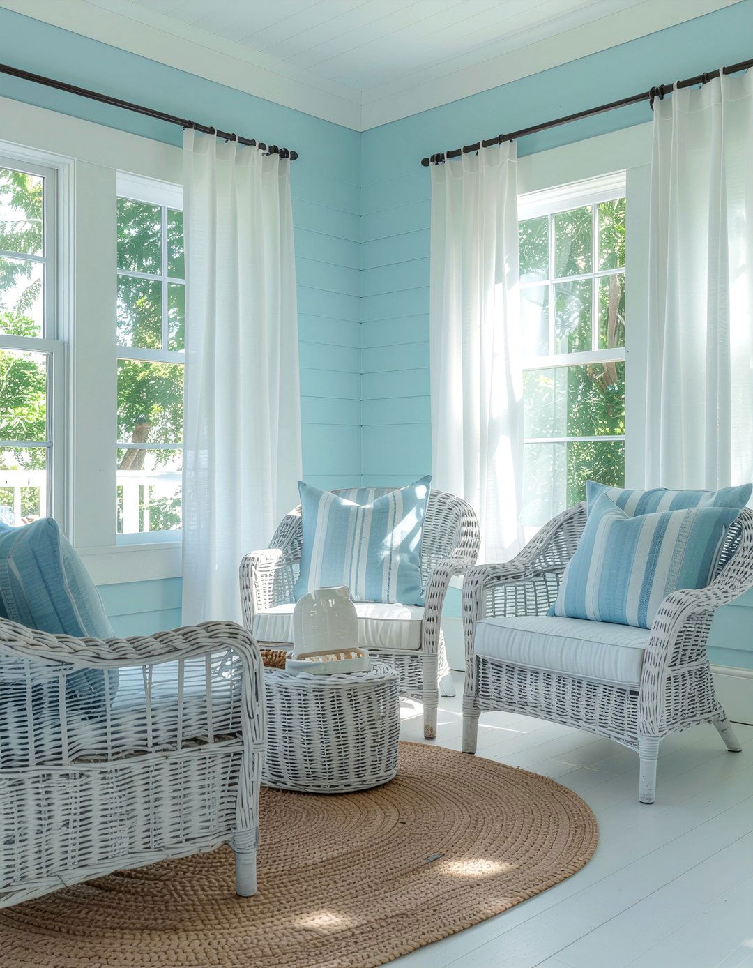 Coastal blue sunroom - 30 everyday decor ideas