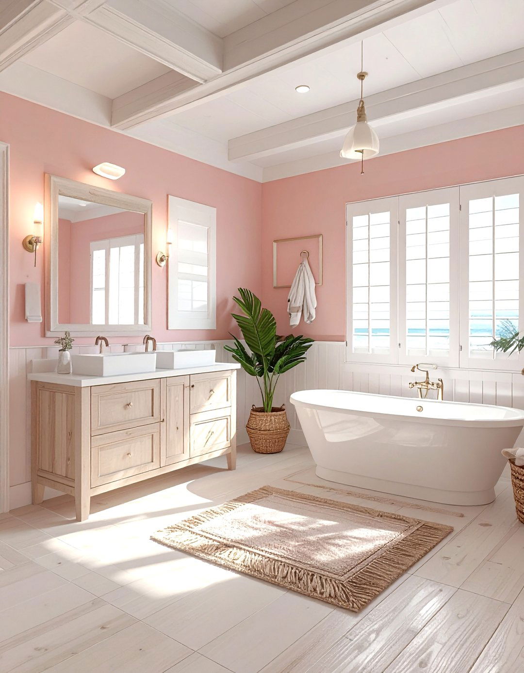 Coastal blush bathroom - 30 blush bathroom ideas
