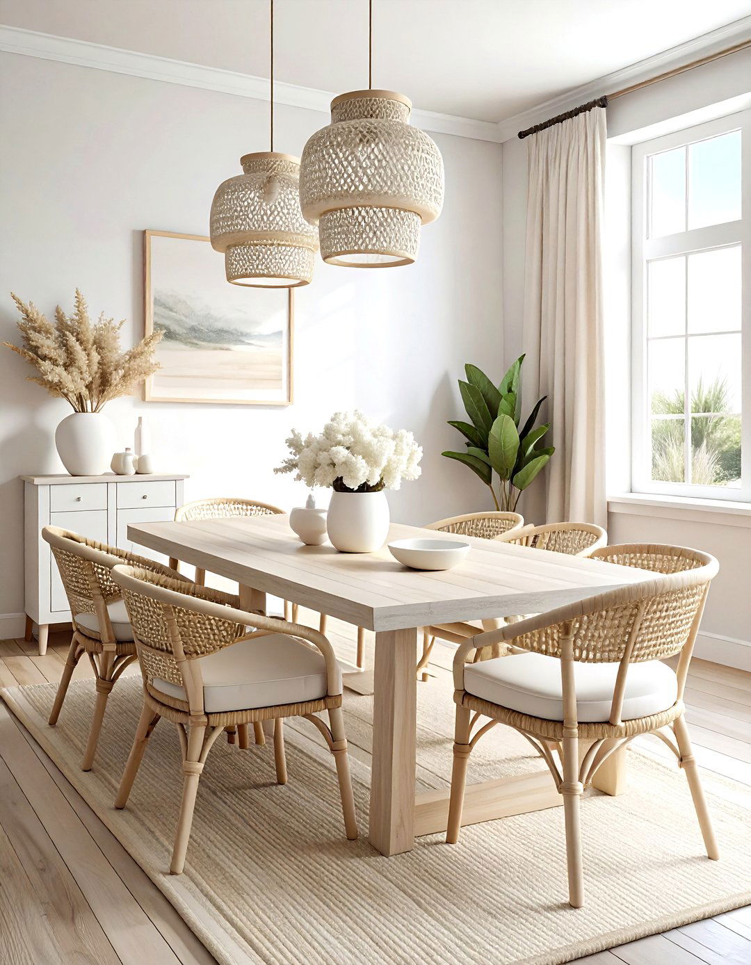 Coastal cream and white dining room - 30 cream and white dining room ideas