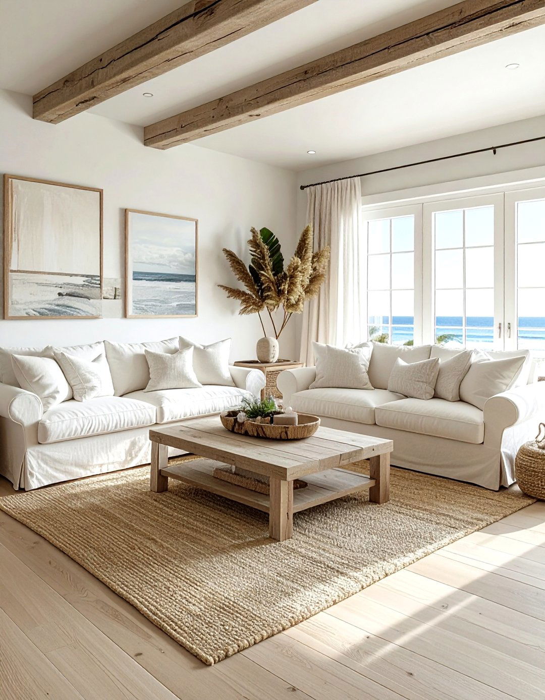 Coastal cream living room - 30 cream and white living room ideas