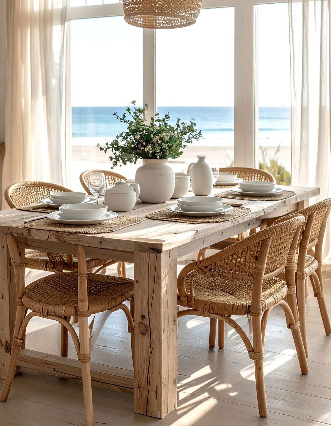 Coastal dining table - 30 beach decor ideas