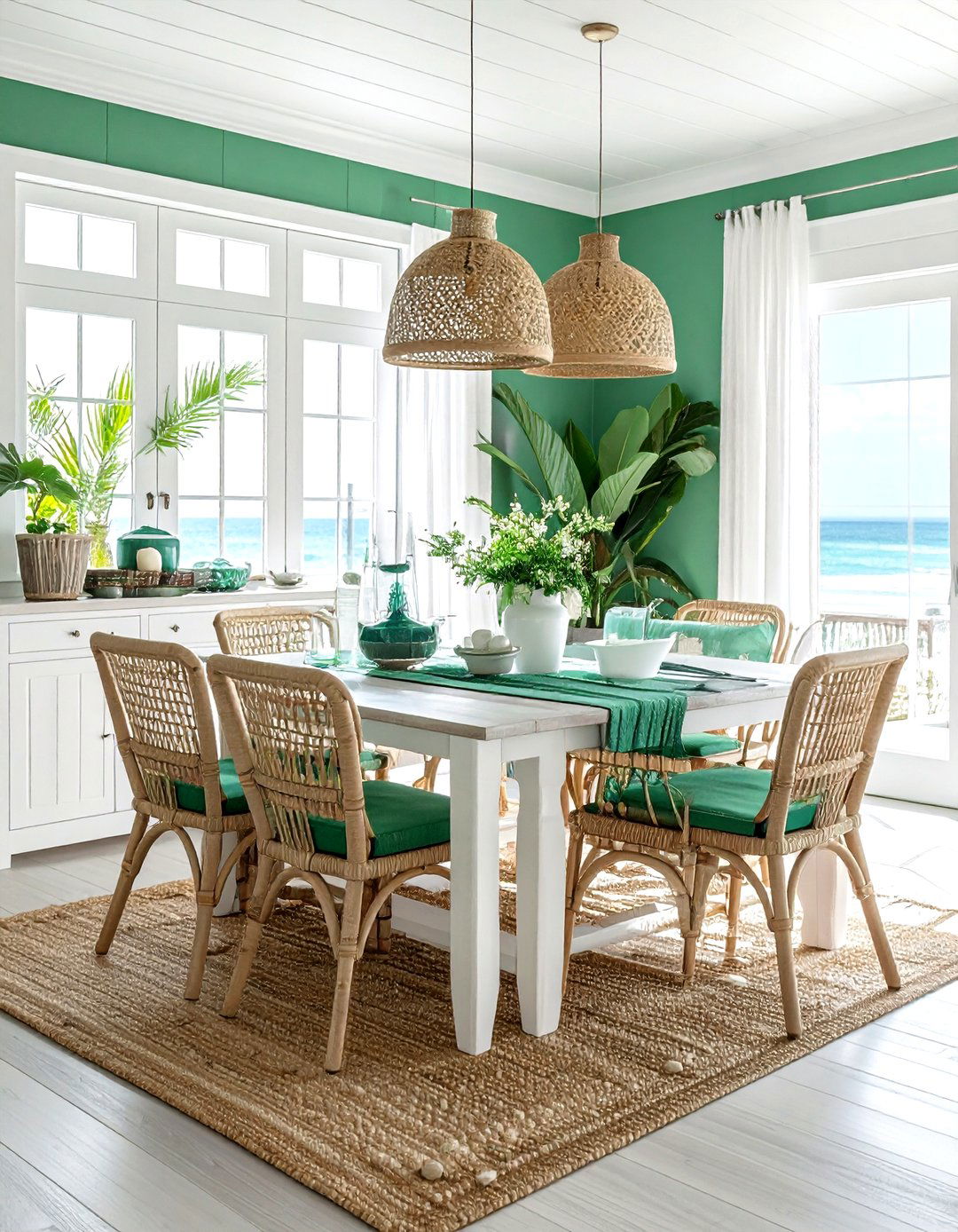 Coastal emerald green dining room - 30 emerald dining room ideas
