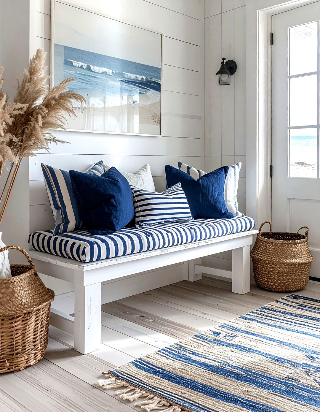 Coastal entry bench - 30 beach decor ideas