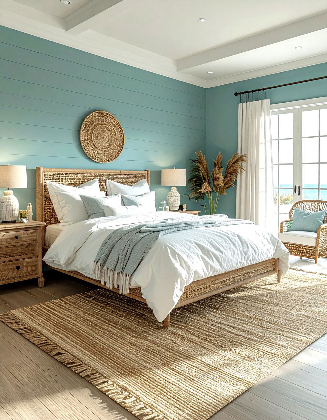 Coastal farmhouse bedroom - 30 farmhouse blue bedroom ideas