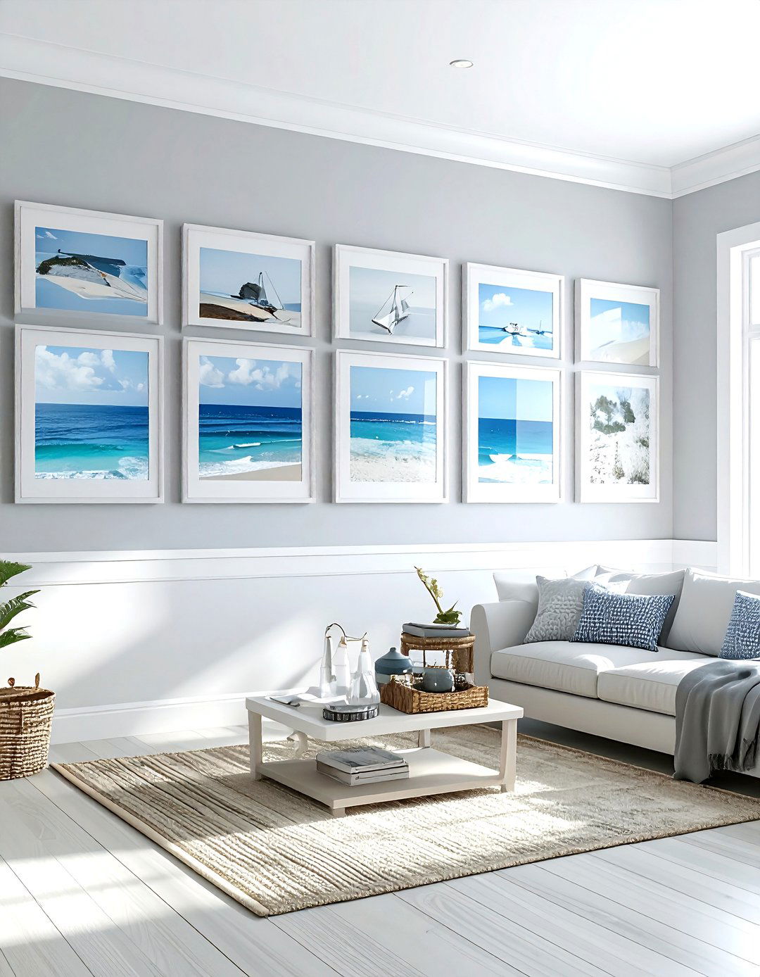 Coastal gallery wall - 30 nautical dining room ideas