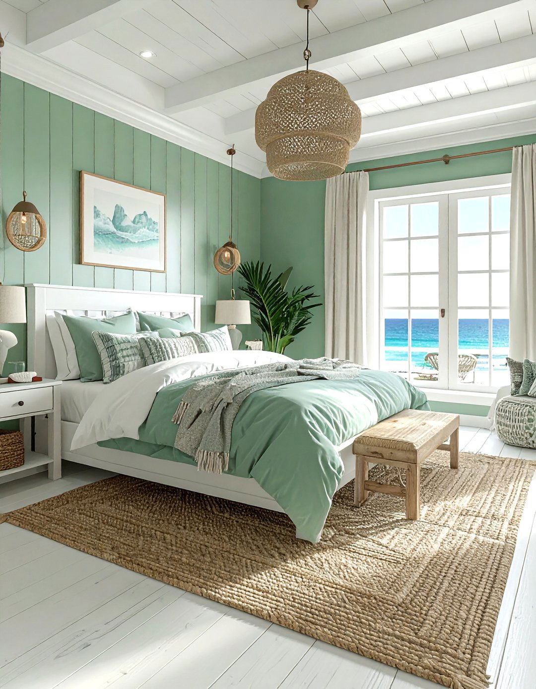 Coastal green bedroom - 30 cool green bedroom ideas