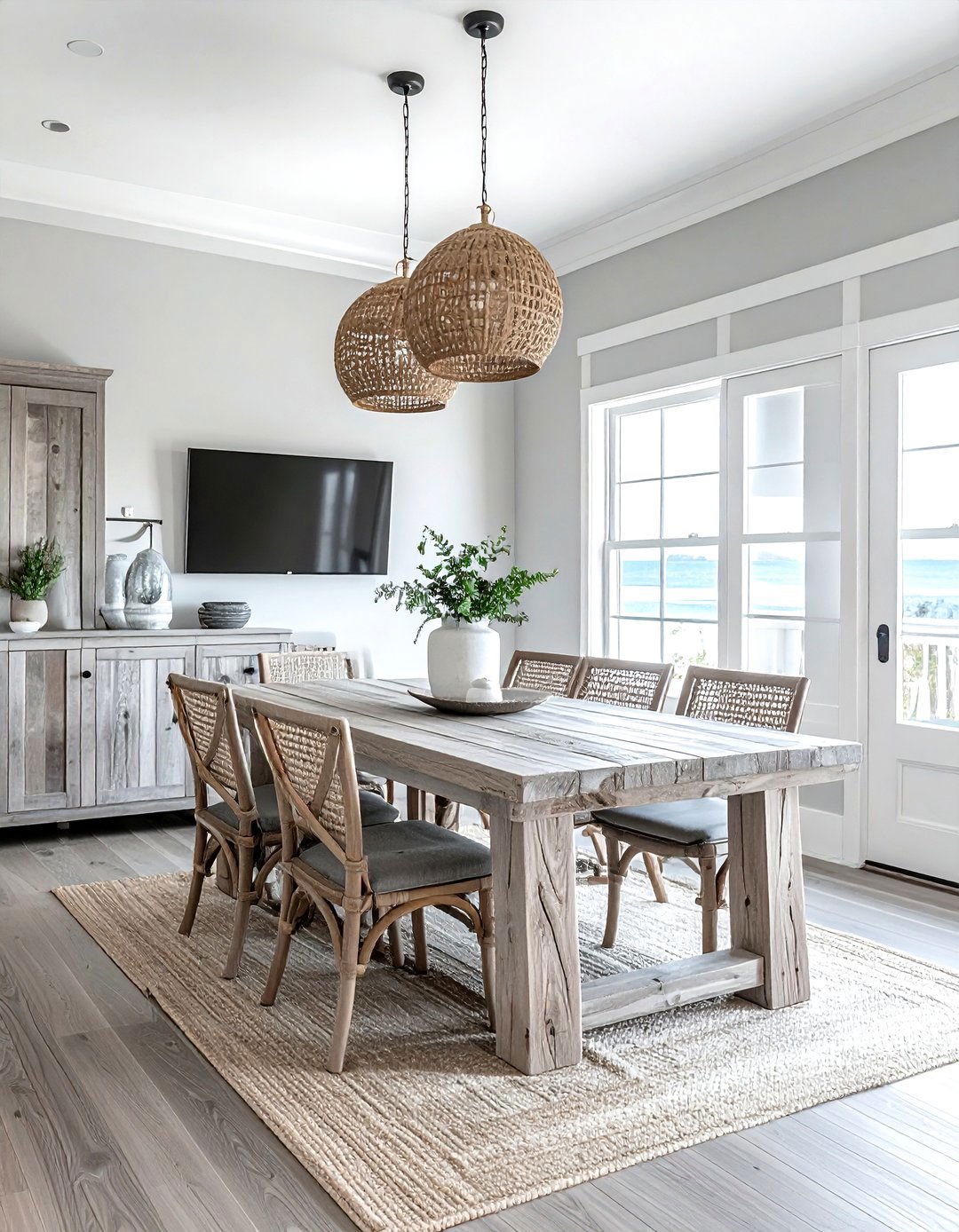 Coastal grey wood dining room - 30 grey dining room furniture ideas