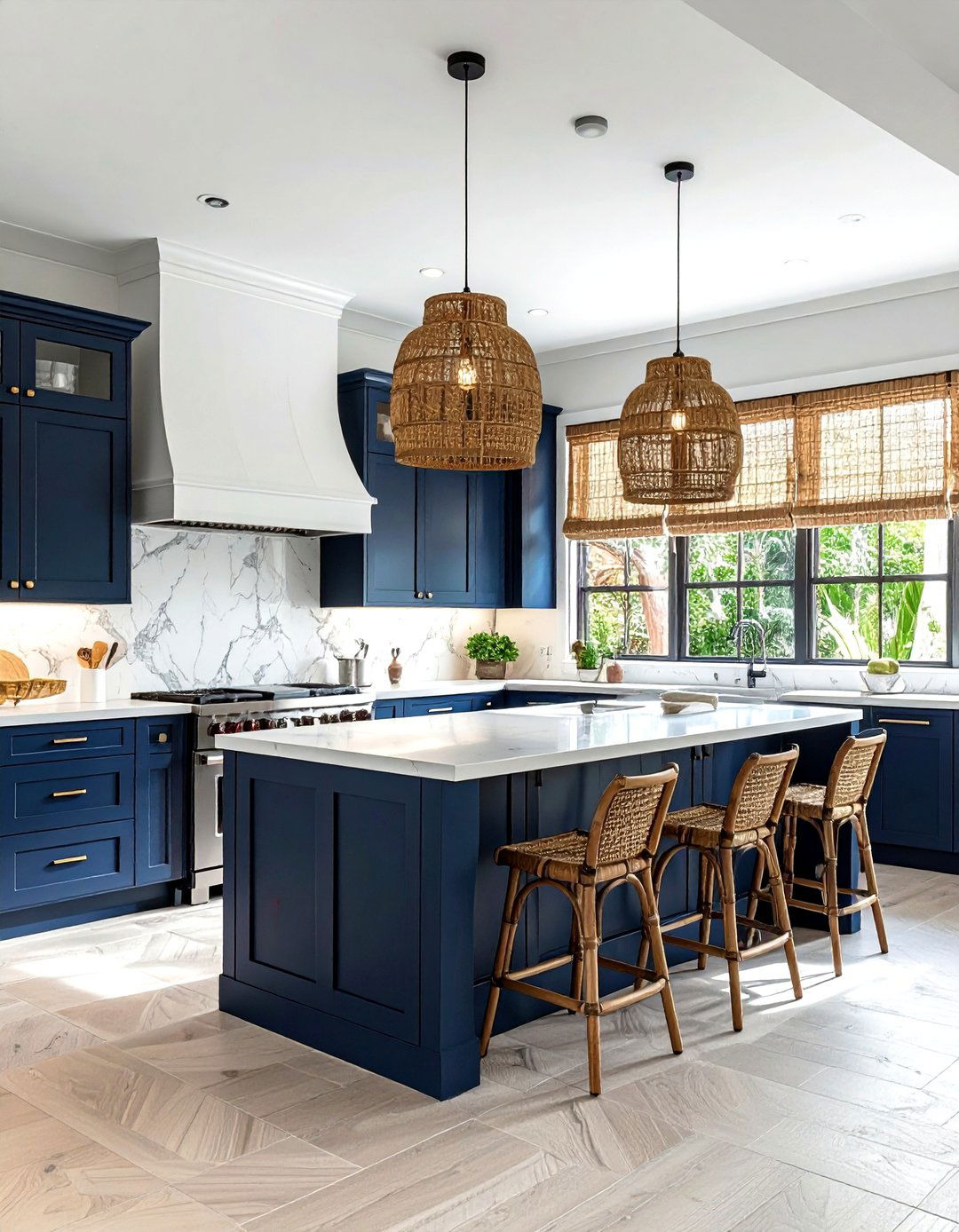 Coastal kitchen bamboo shades - 30 kitchen blinds ideas