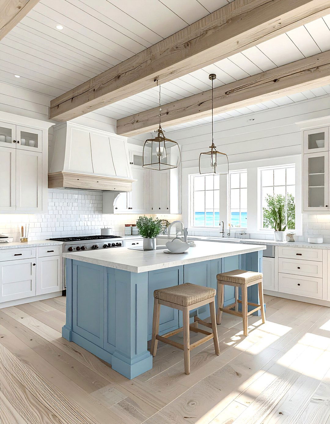 Coastal kitchen ceiling beams - 30 kitchen beamed ceiling ideas