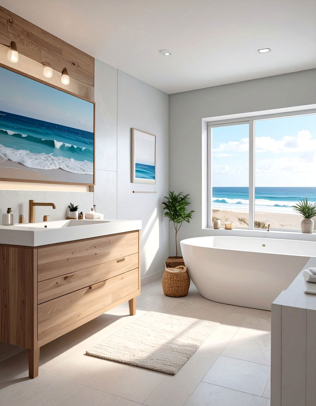 Coastal landscape photography - 30 bathroom wall decor ideas