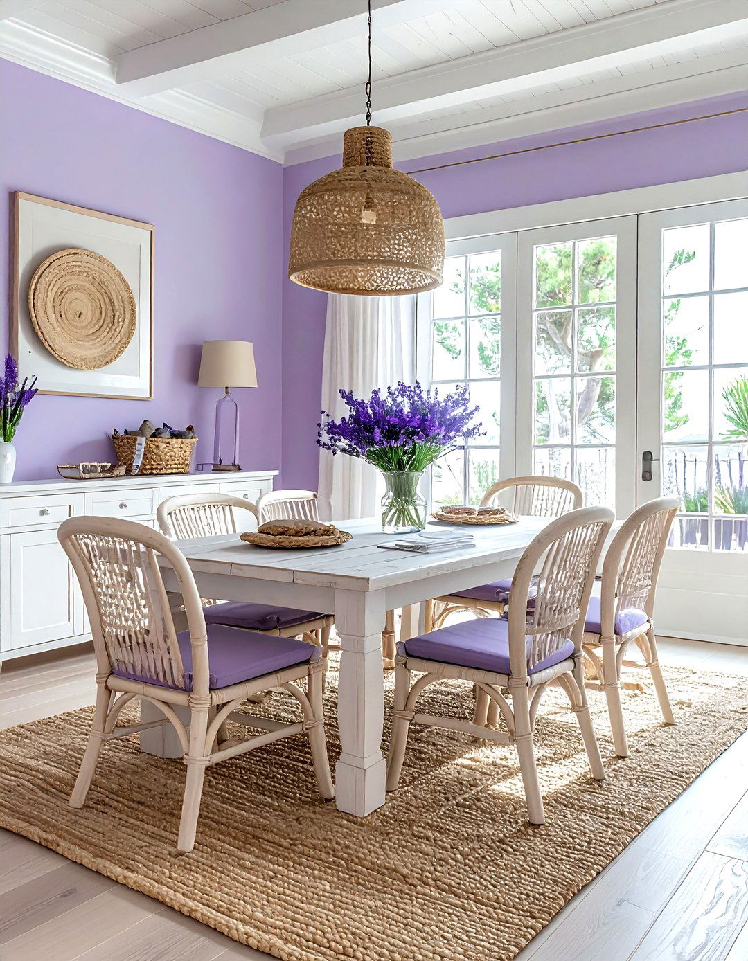 Coastal lavender dining room - 30 lavender and white dining room ideas