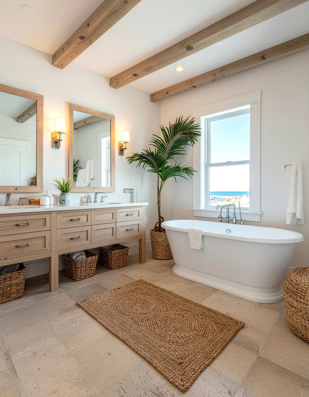 Coastal limestone bathroom - 30 limestone tile bathroom ideas