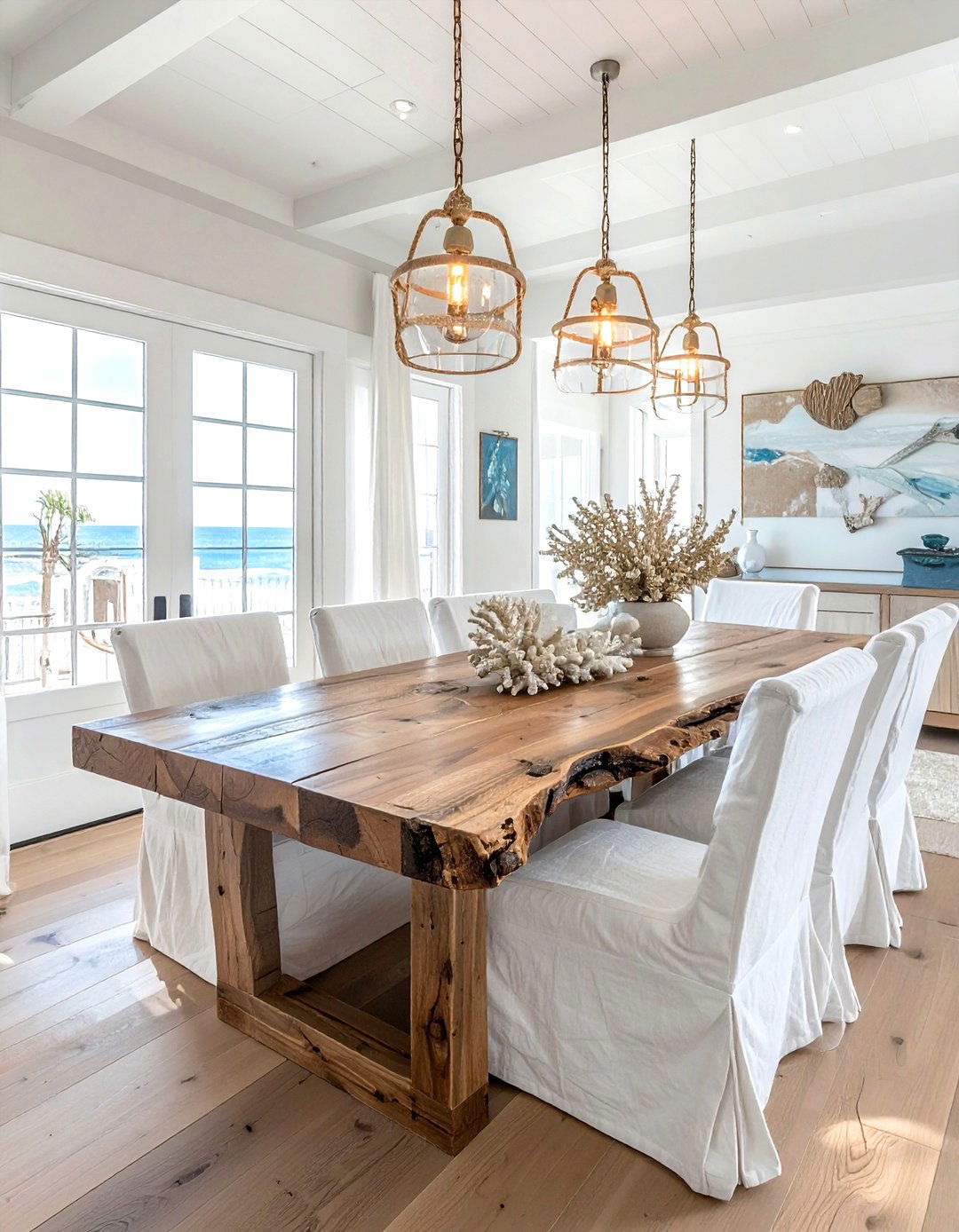 Coastal live edge dining - 30 live edge dining room ideas