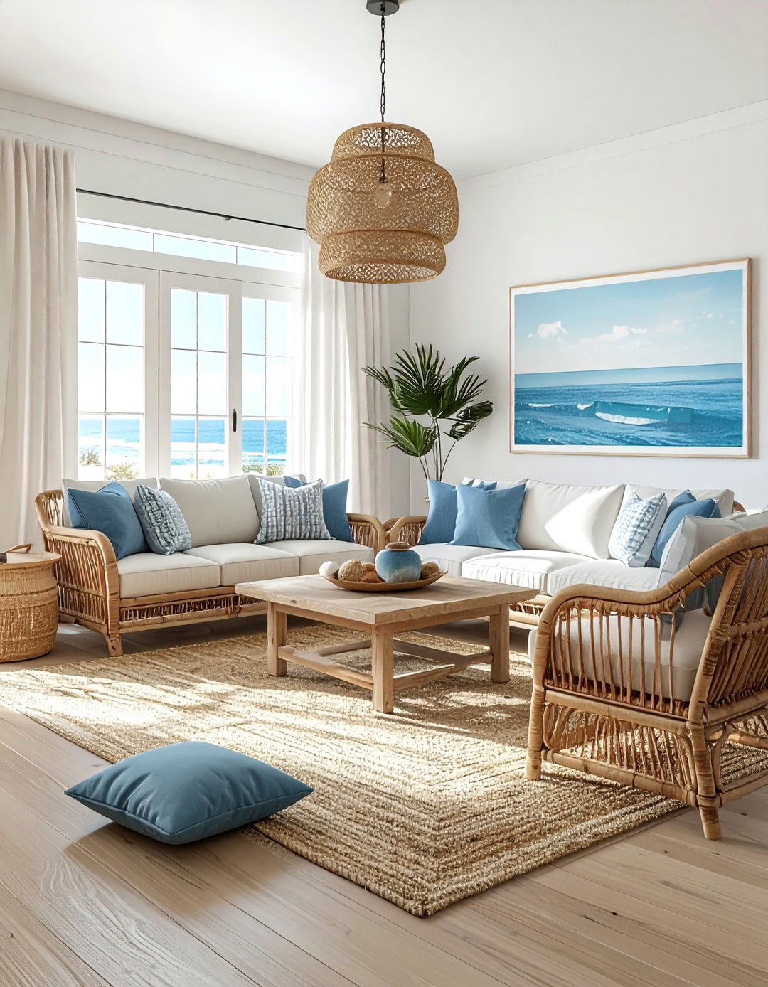 Coastal living room - 30 blue living room ideas