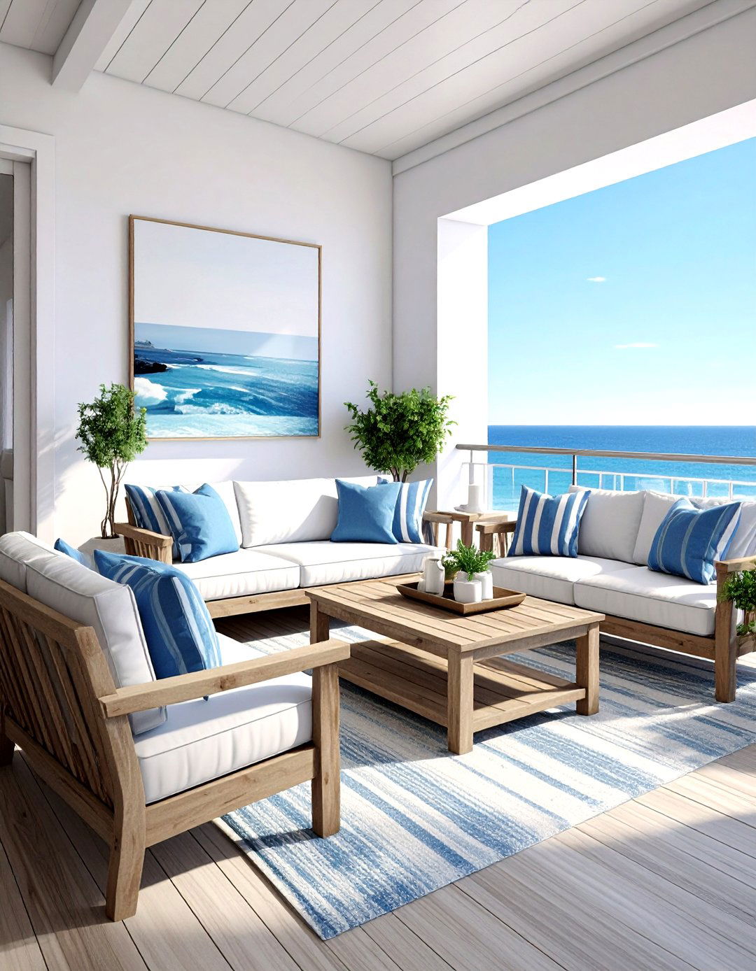 Coastal living room balcony view - 30 living room with balcony ideas