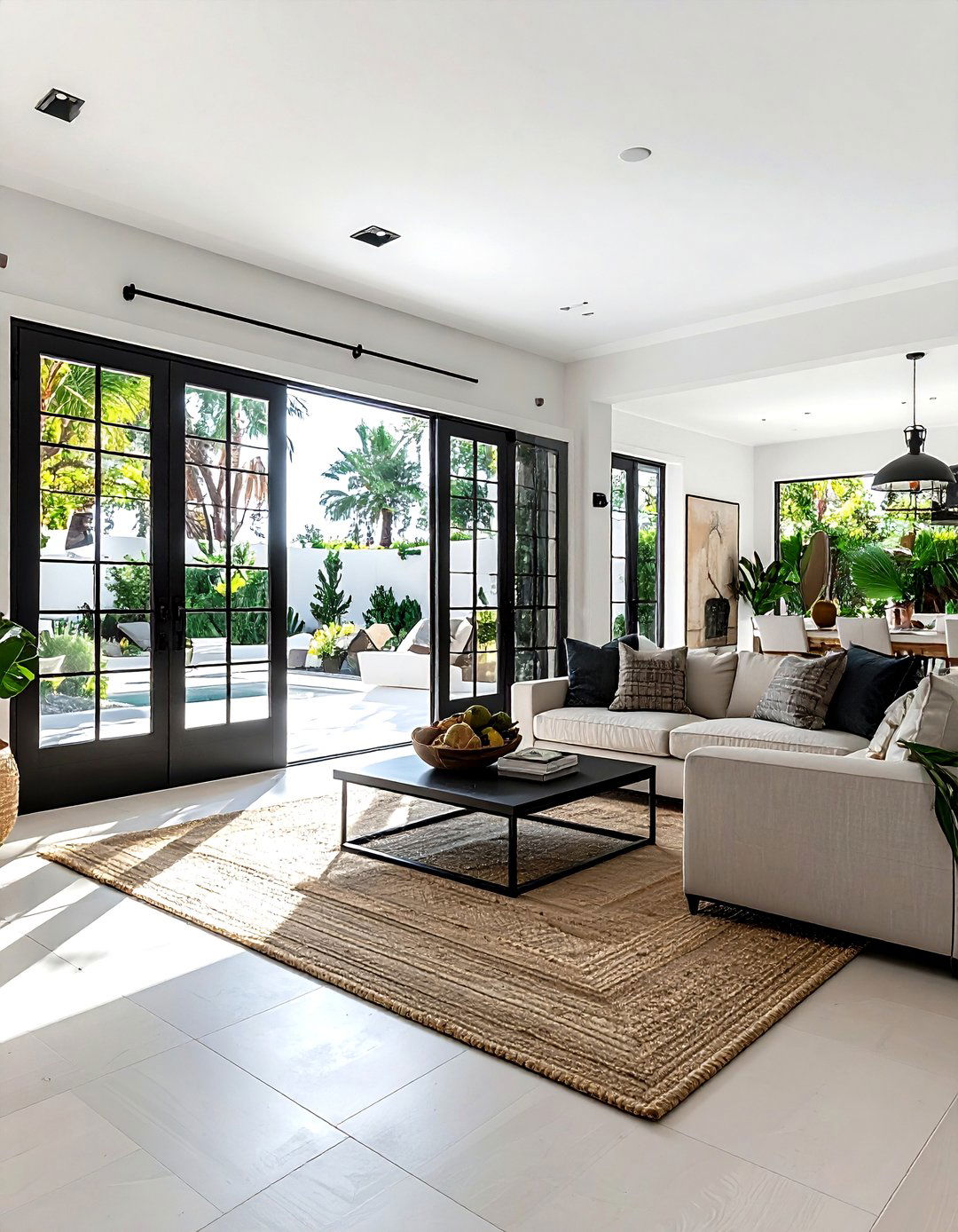 Coastal living room black iron doors - 30 coastal black living room ideas