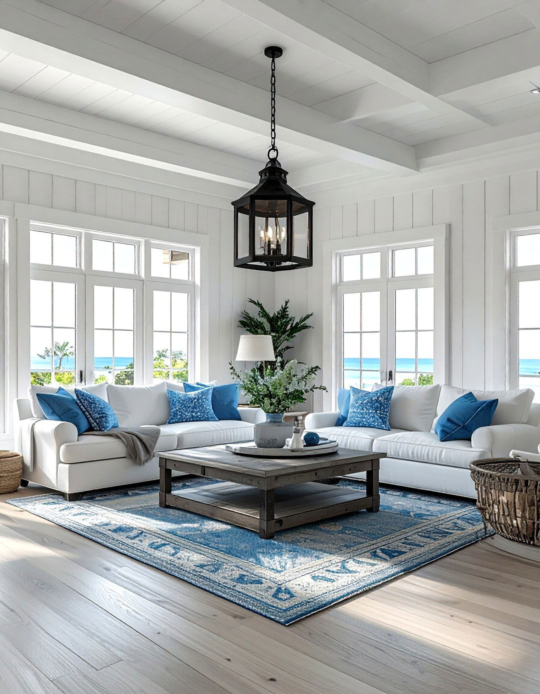 Coastal living room black metal light fixtures - 30 coastal black living room ideas