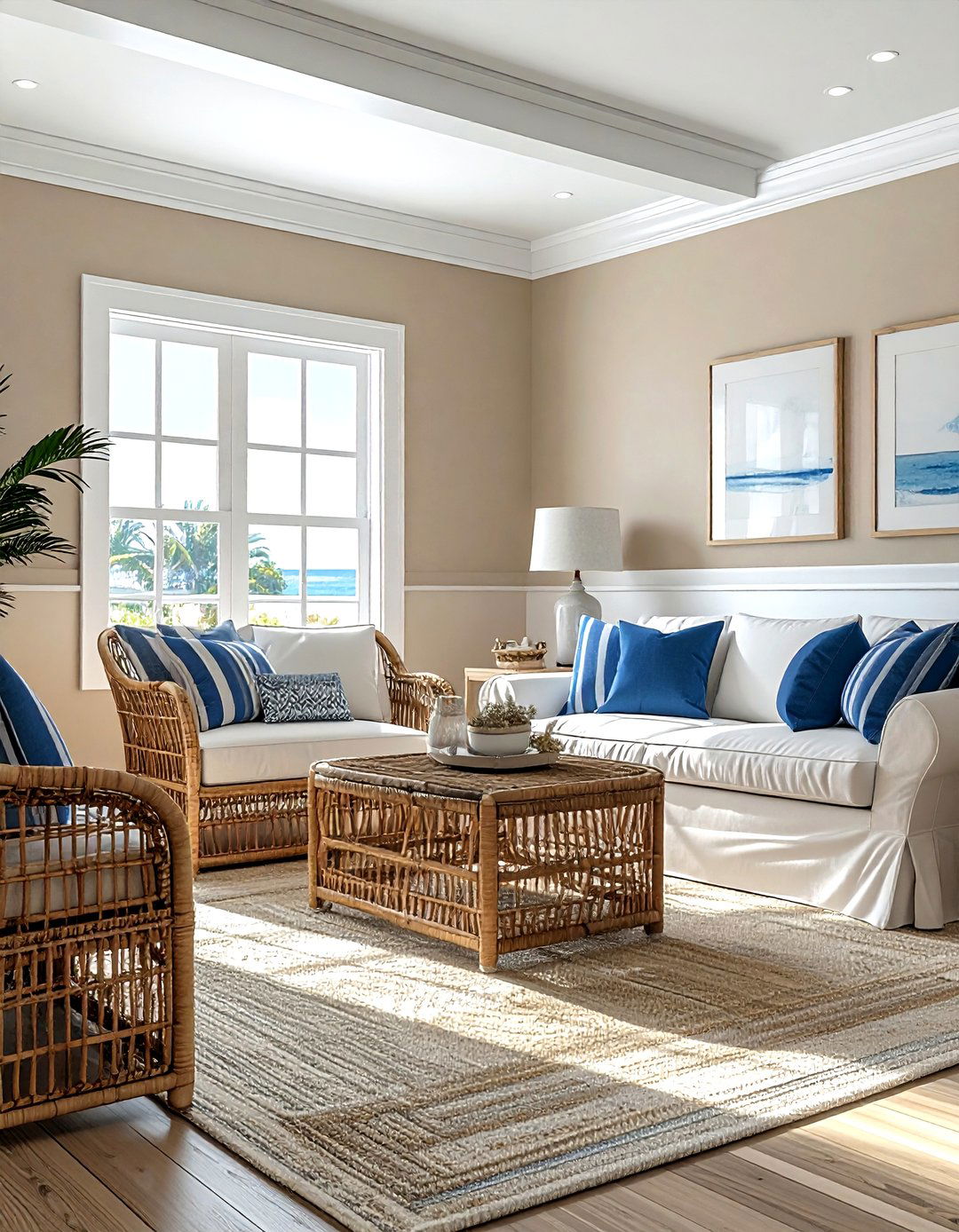 Coastal living room wall trim - 30 living room chair rail ideas