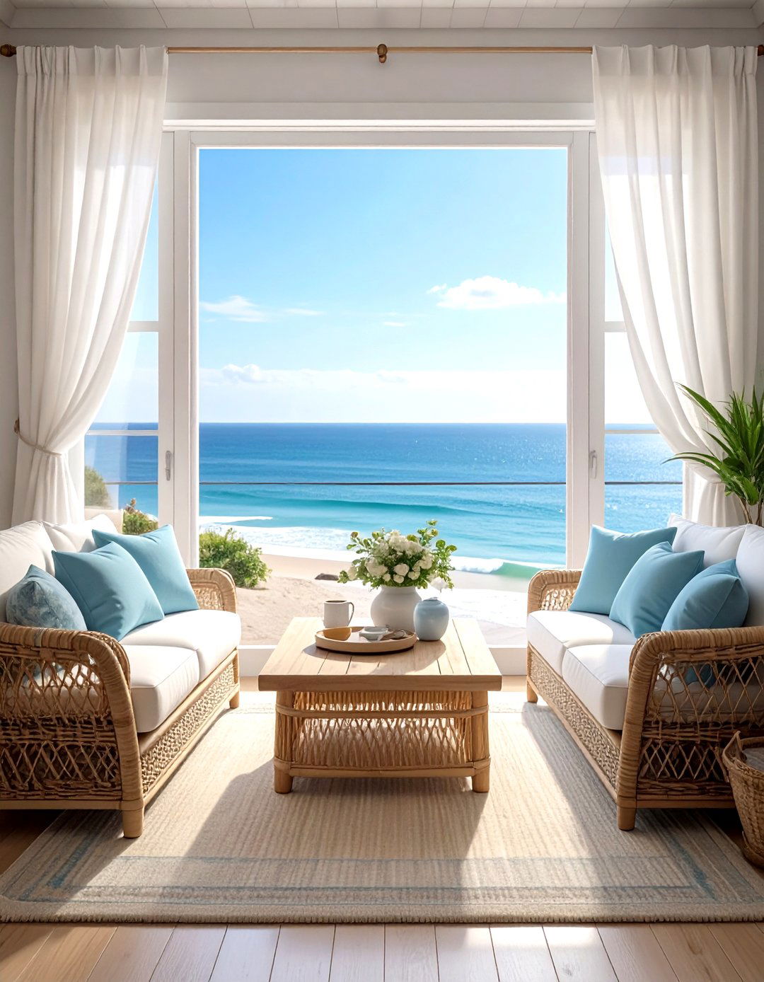 Coastal living room window - 30 living room window design ideas