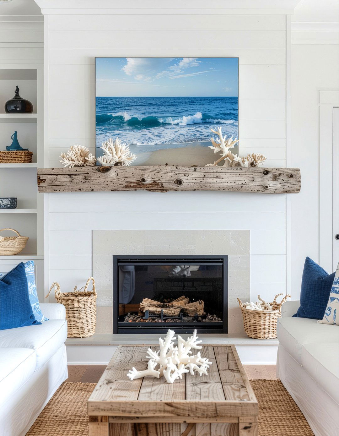 Coastal mantel - 30 living room mantel styling ideas