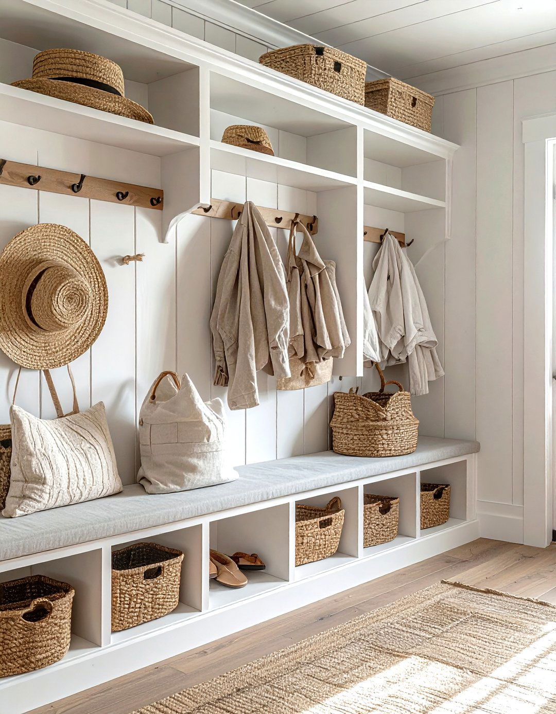 Coastal mudroom storage - 30 beach decor ideas
