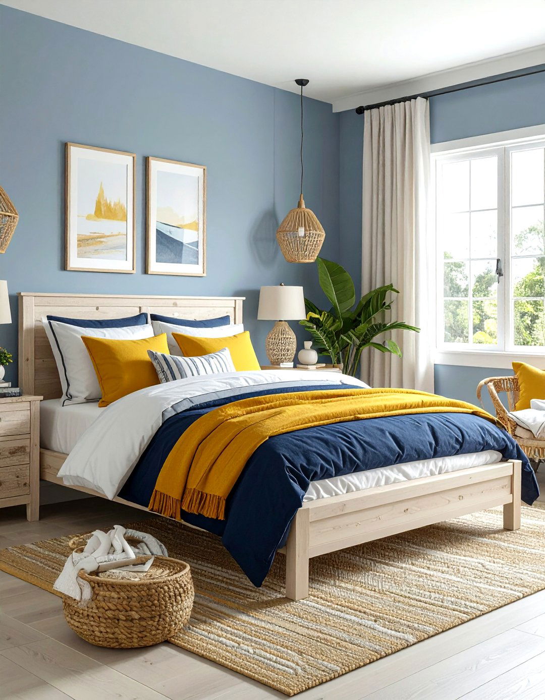 Coastal mustard bedroom - 30 mustard bedroom ideas