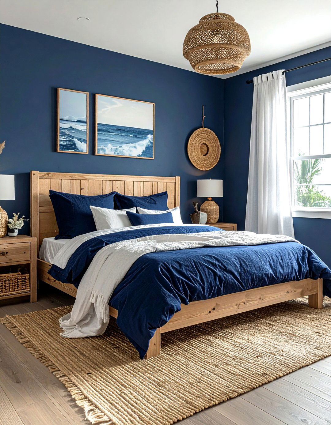 Coastal navy blue bedroom - 30 navy and white bedroom ideas