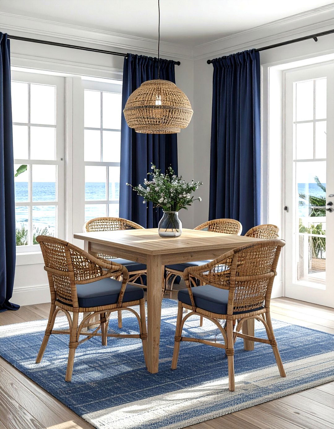 Coastal navy dining - 30 navy dining room decor ideas