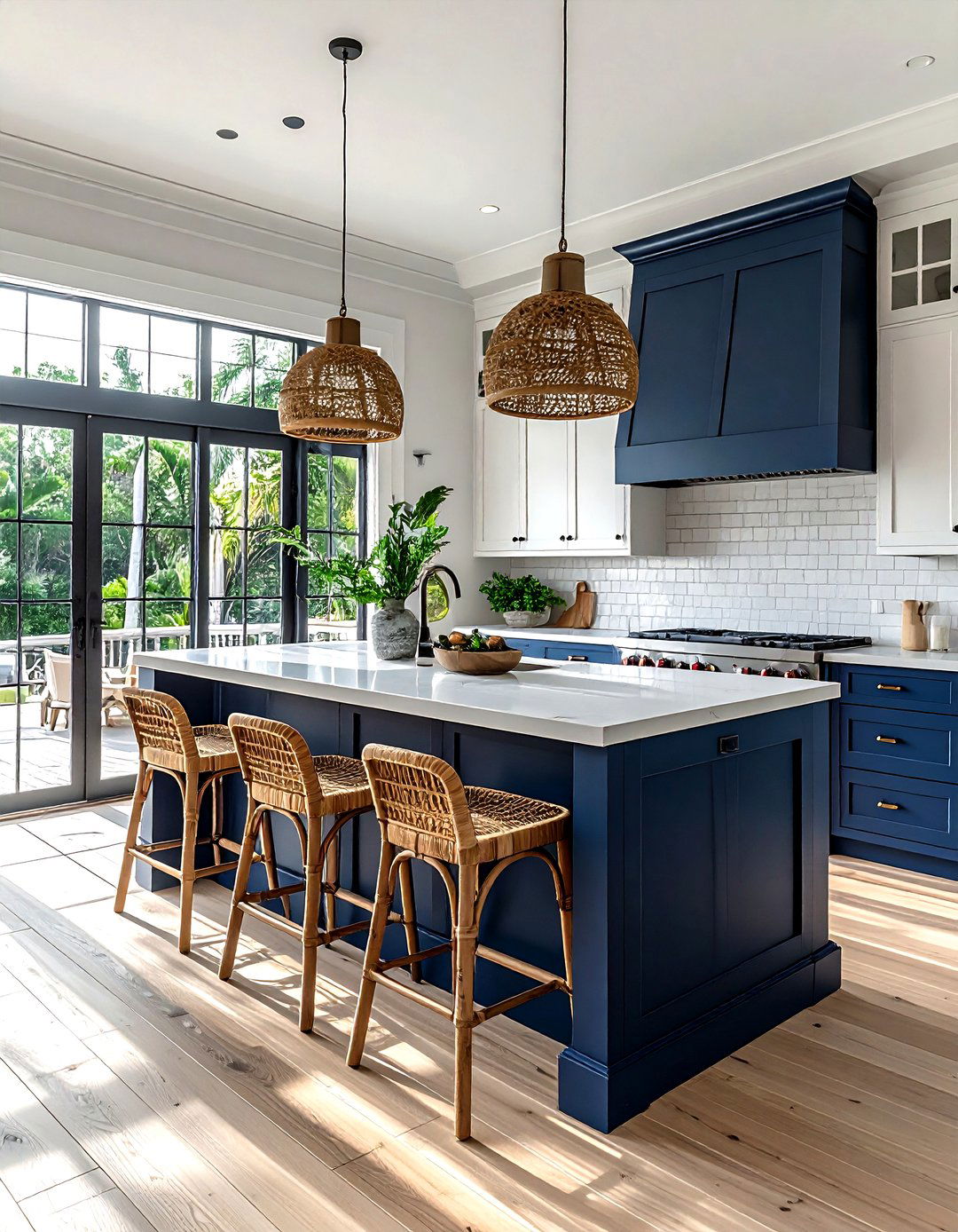 Coastal navy kitchen - 30 navy and white kitchen ideas