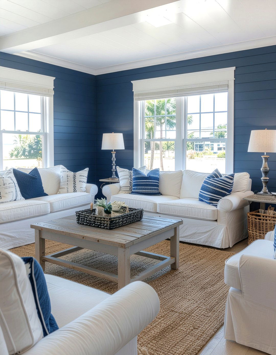 Coastal navy living room - 30 living room navy walls