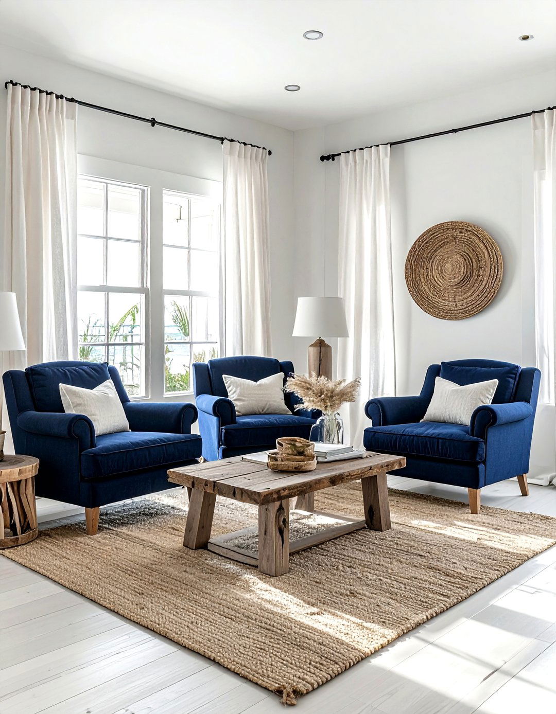Coastal navy living room - 30 navy living room ideas