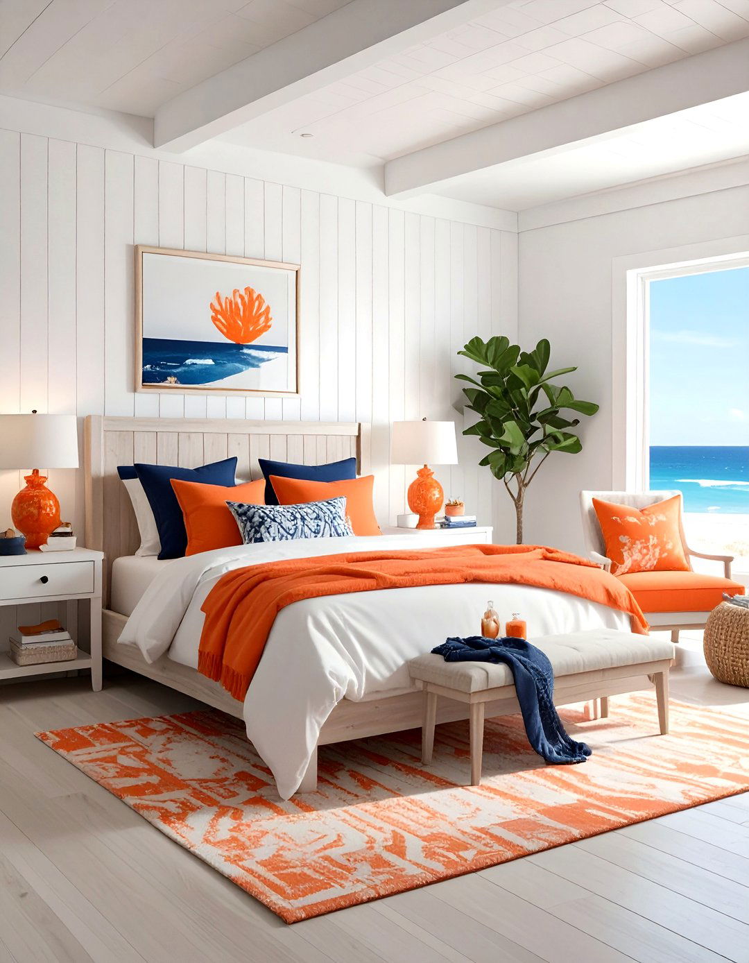 Coastal orange bedroom - 30 bright orange bedroom ideas