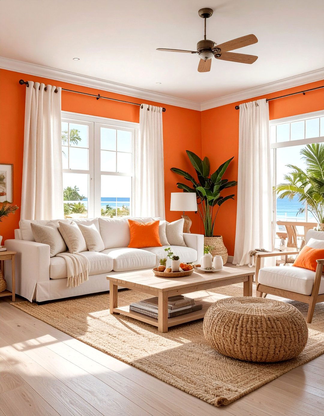 Coastal orange living room - 30 bright orange living room ideas