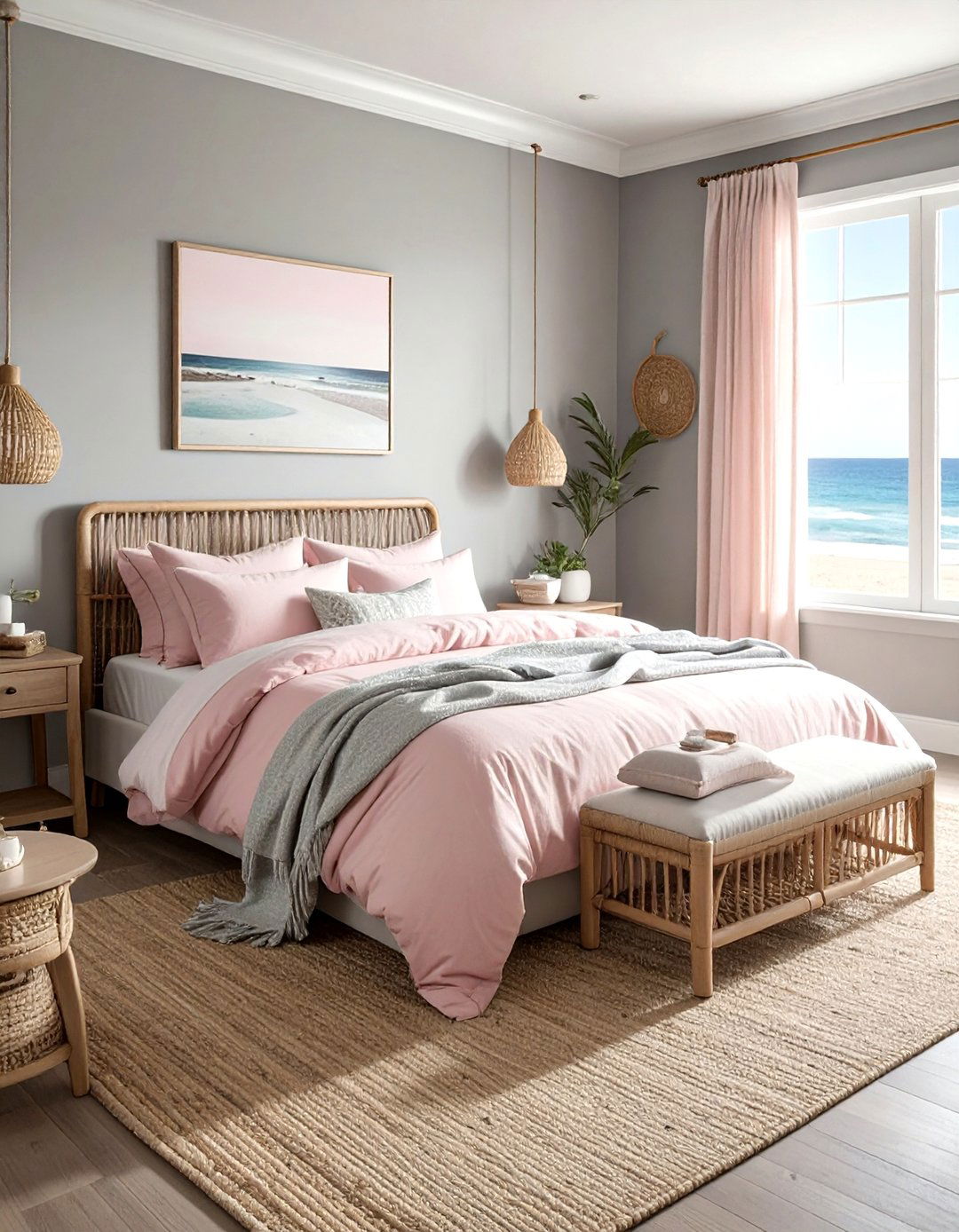 Coastal pink gray bedroom - 30 pink gray bedroom ideas