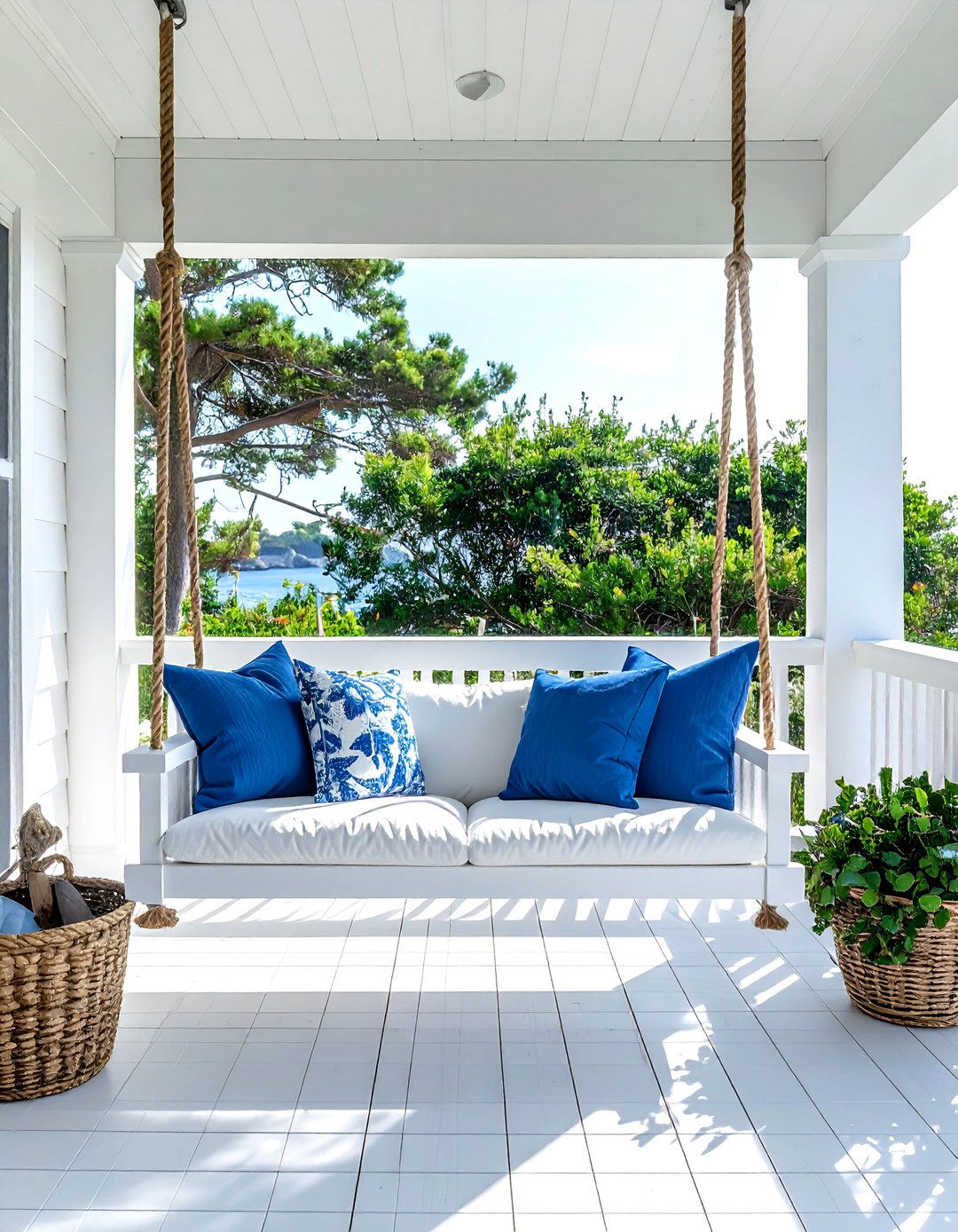 Coastal porch swing - 30 coastal decor ideas