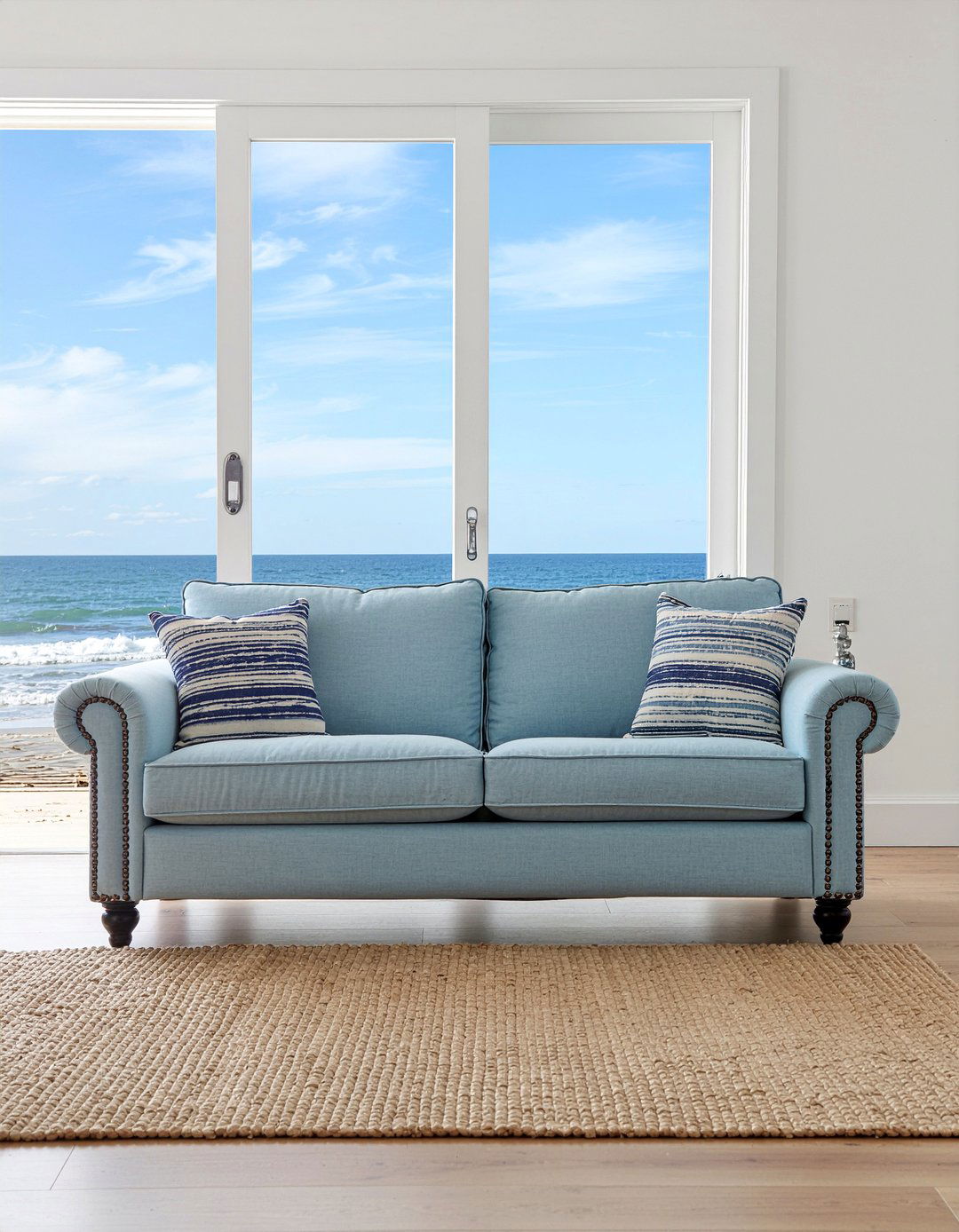 Coastal rolled arm sofa styling - 30 living room rolled arm sofa ideas