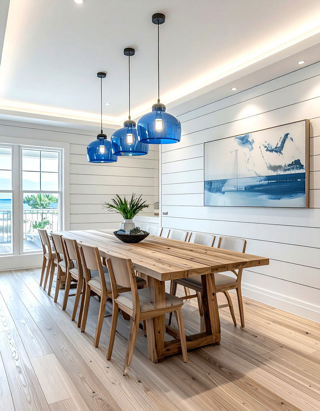 Coastal shiplap walls - 30 nautical dining room ideas
