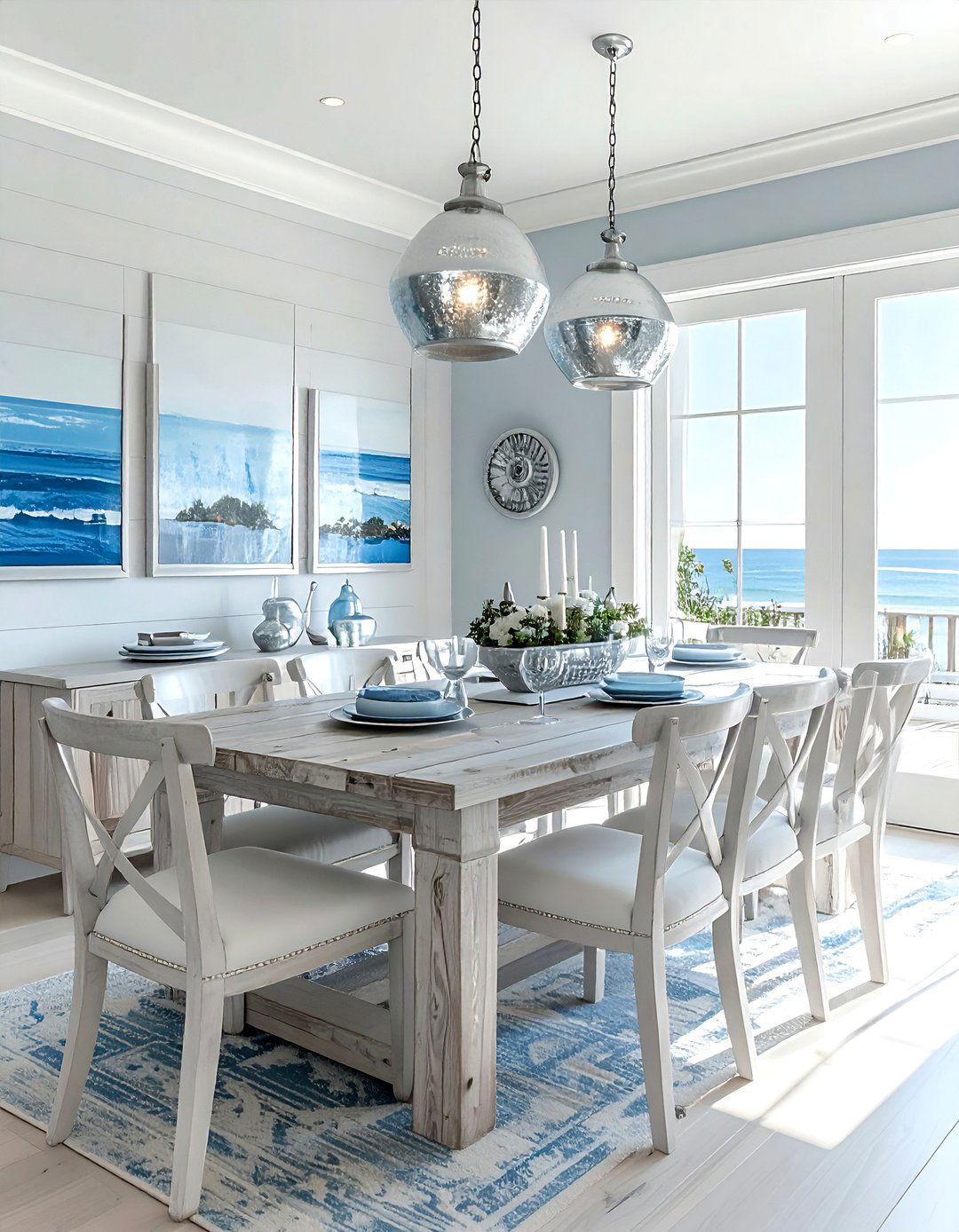 Coastal silver dining room - 30 silver accent dining room ideas
