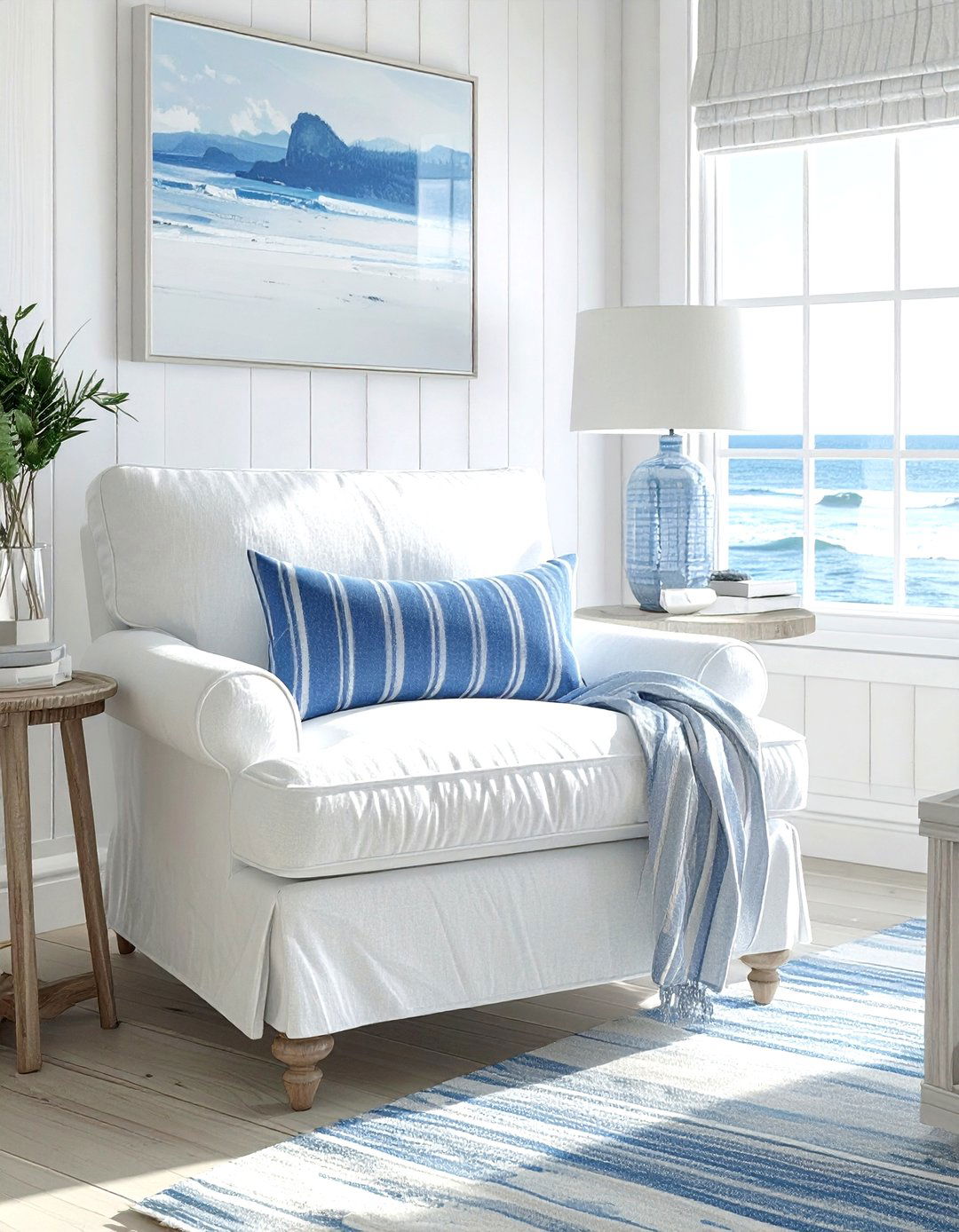 Coastal slipcovered chair - 30 living room side chair ideas