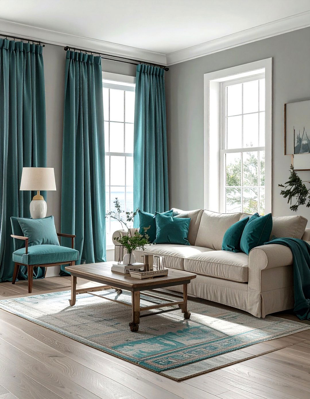 Coastal teal curtains living room - 30 coastal teal living room ideas