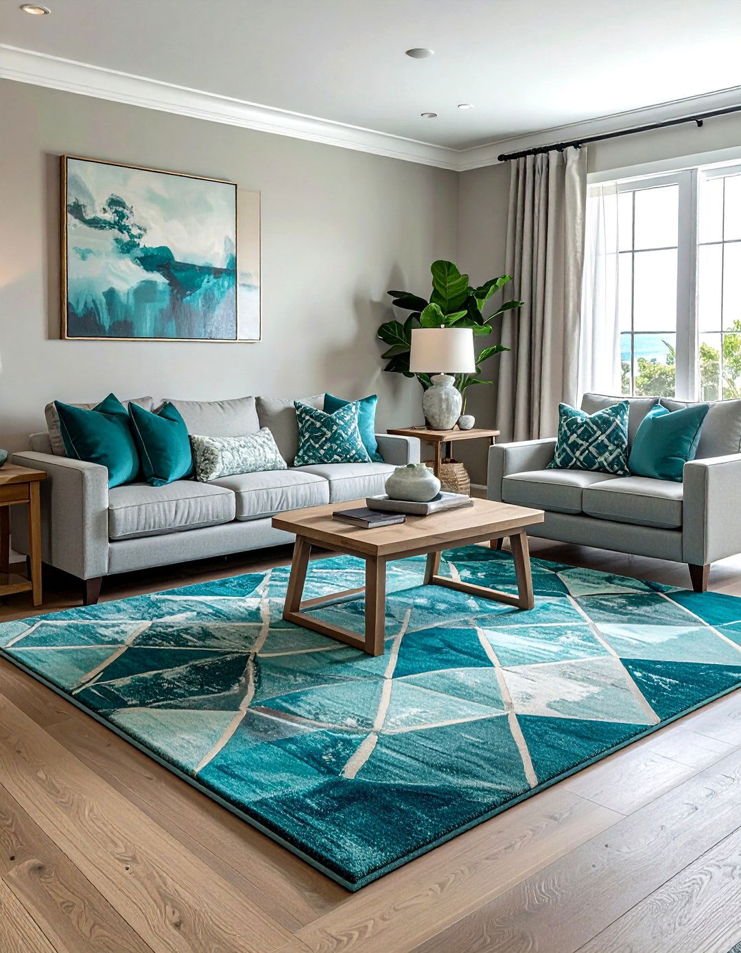 Coastal teal rug living room - 30 coastal teal living room ideas