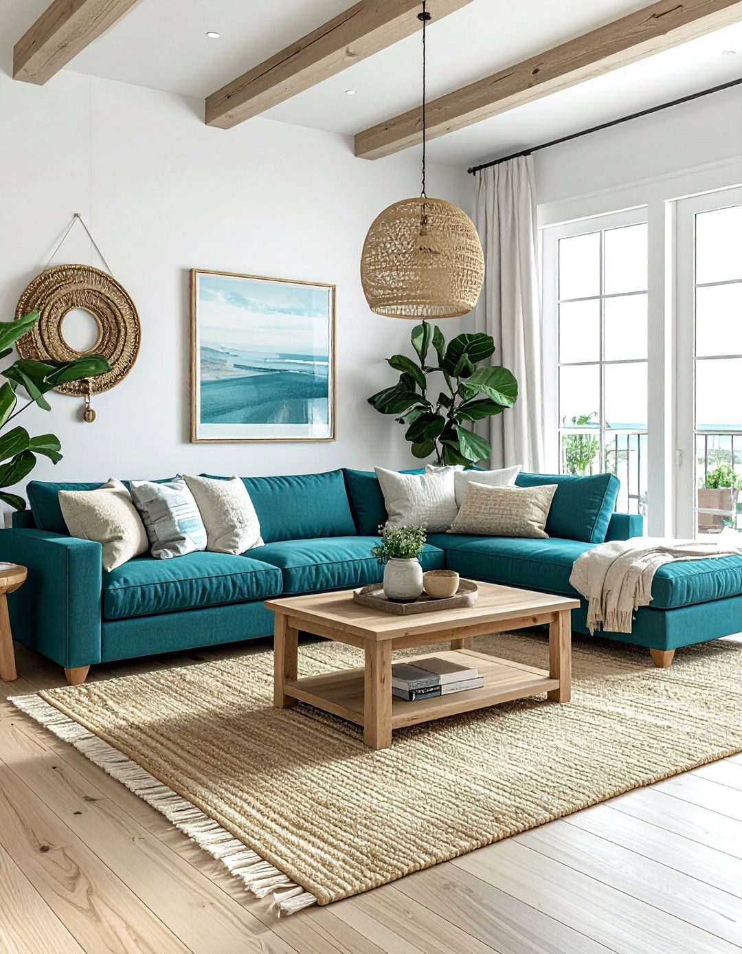 Coastal teal sofa living room - 30 coastal teal living room ideas