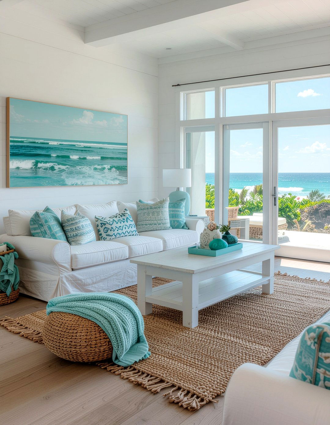Coastal turquoise living room - 30 turquoise living room ideas
